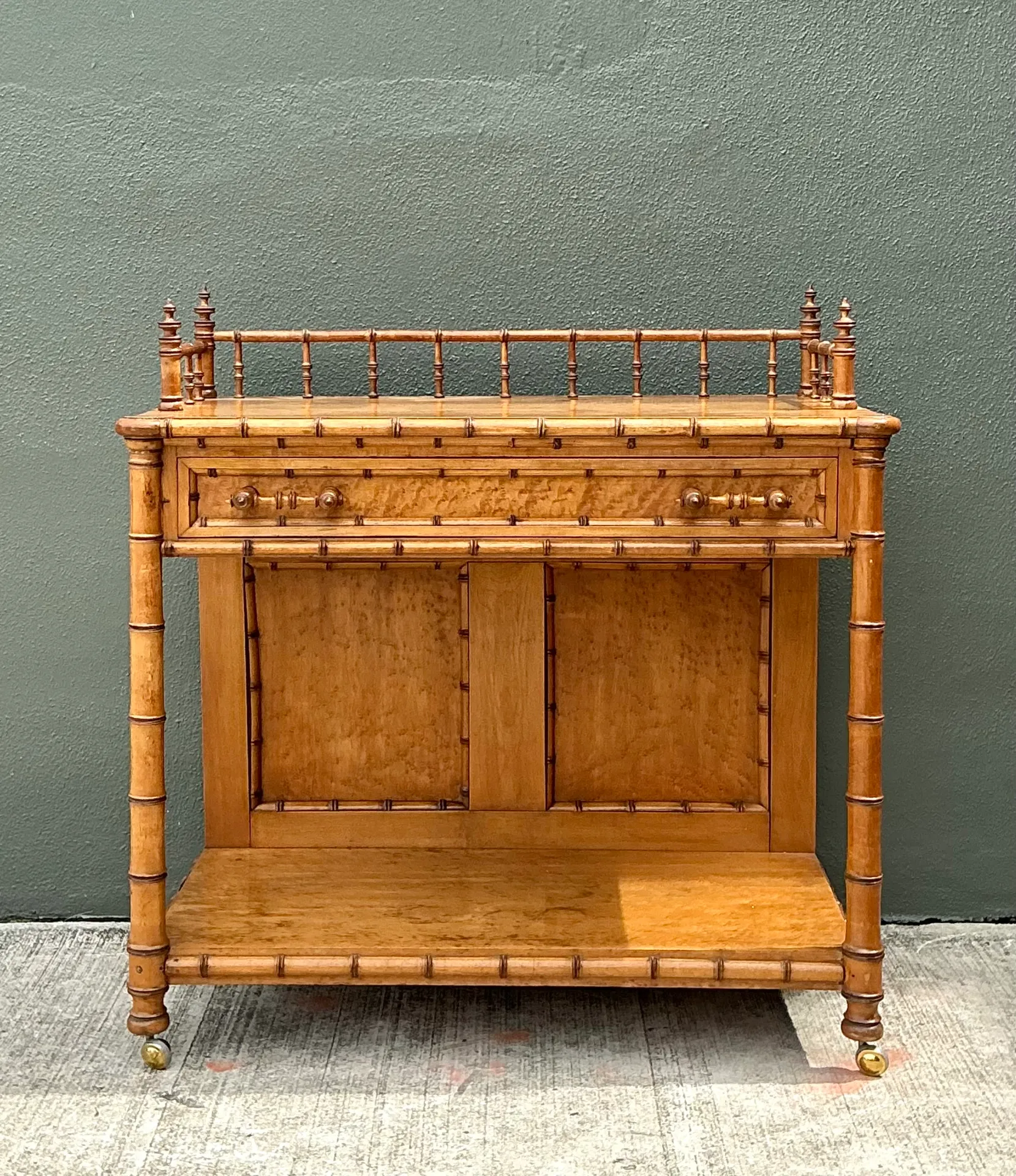 Vintage Carved Bamboo Wood Serving Cart — additional photo 8