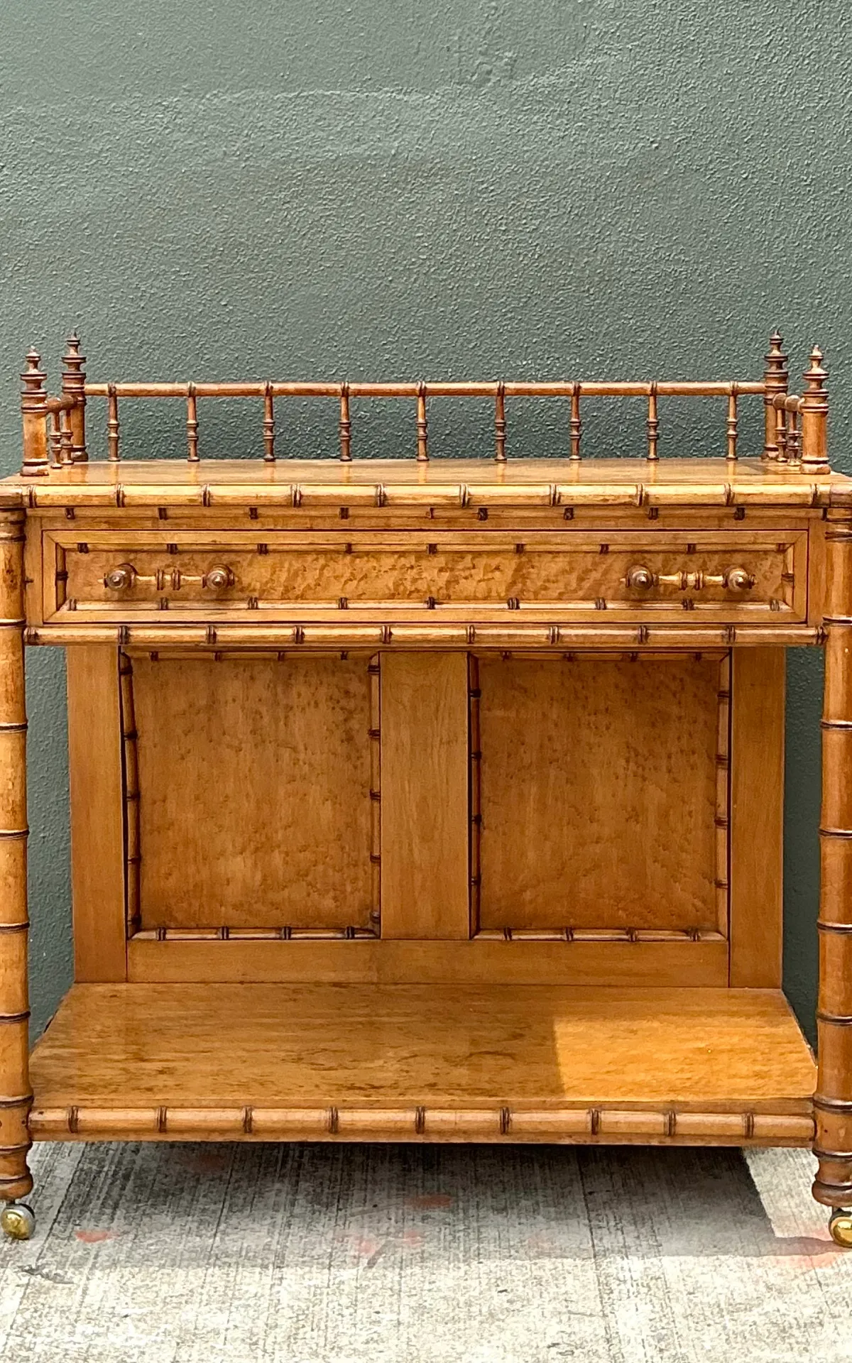 Vintage Carved Bamboo Wood Serving Cart — additional photo 8