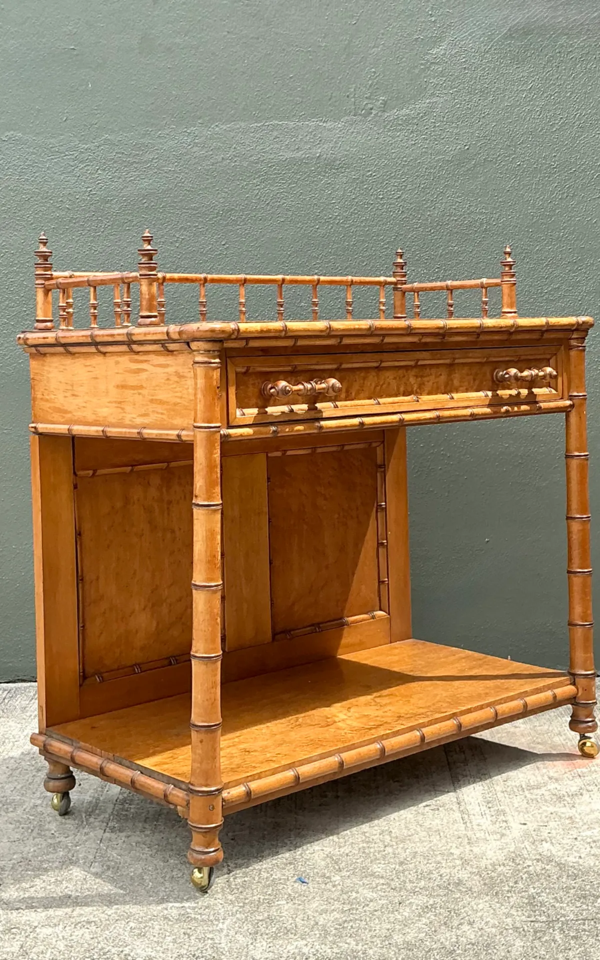 Vintage Wood Faux Bamboo Serving Cart — additional photo 7
