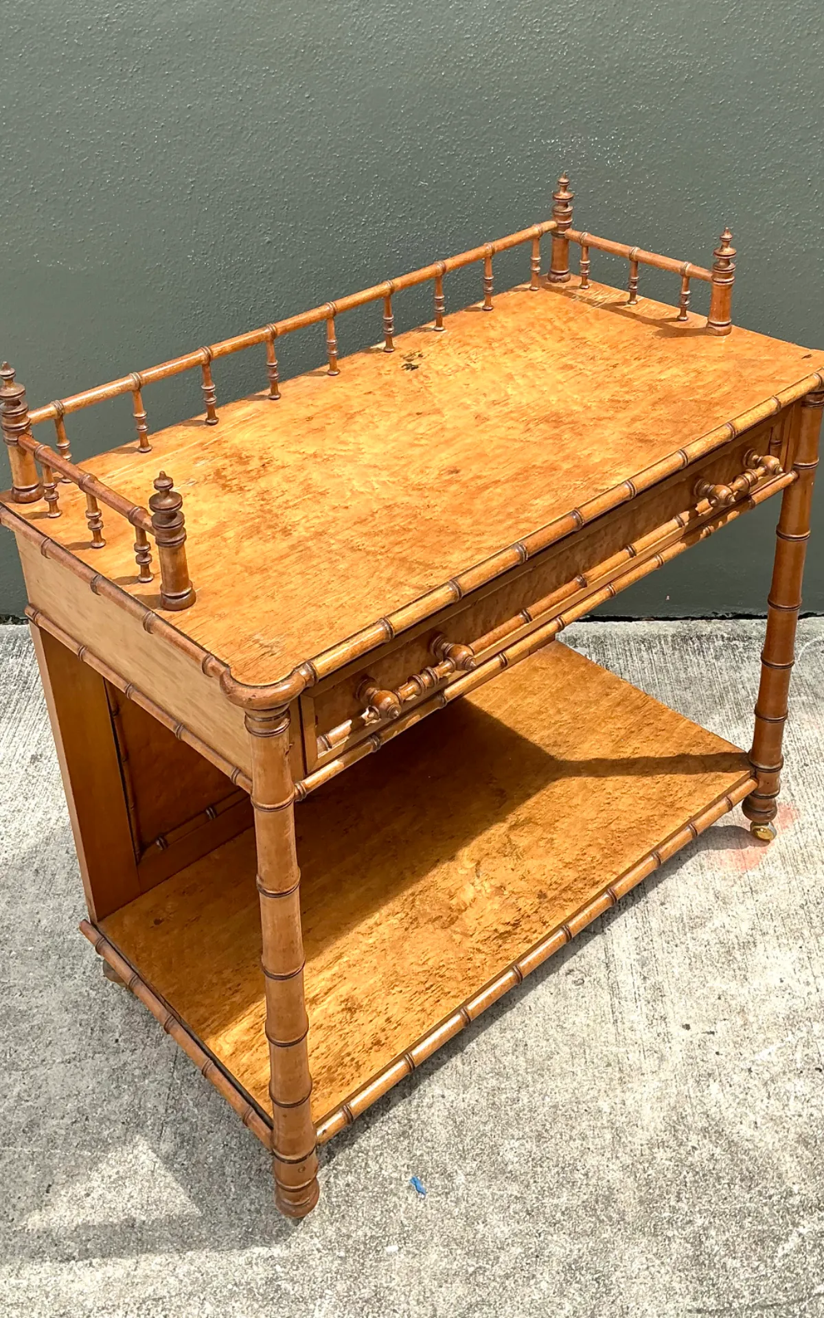 Vintage Wood Faux Bamboo Serving Cart — additional photo 2
