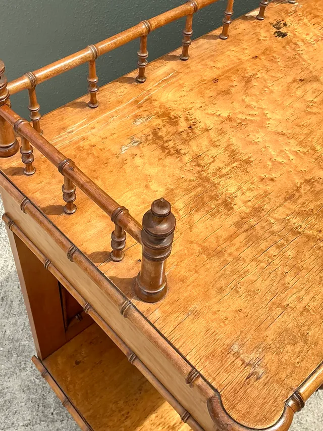 Vintage Carved Bamboo Wood Serving Cart — additional photo 5