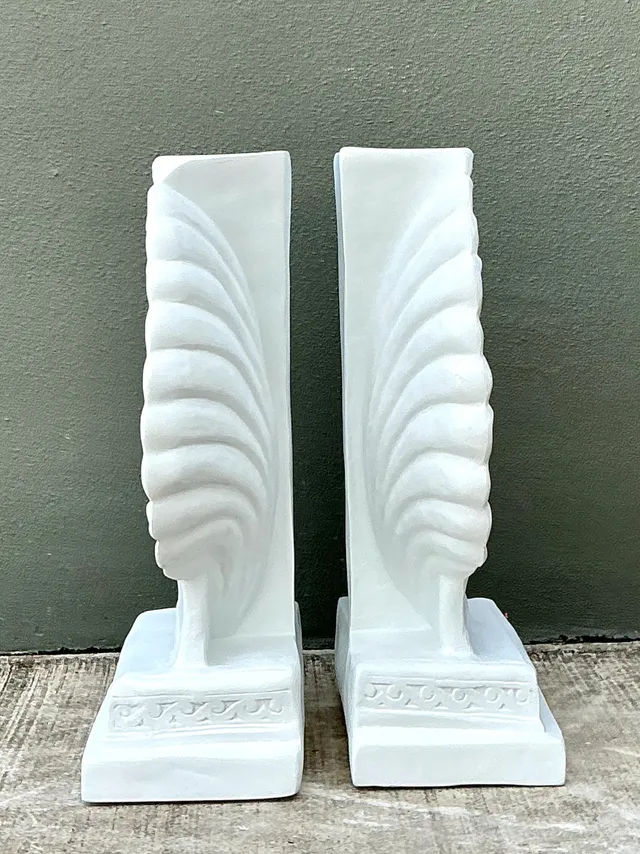 Vintage Cast Fiber Concrete Clam Shall Table Pedestals - Set Of 2 — additional photo 7