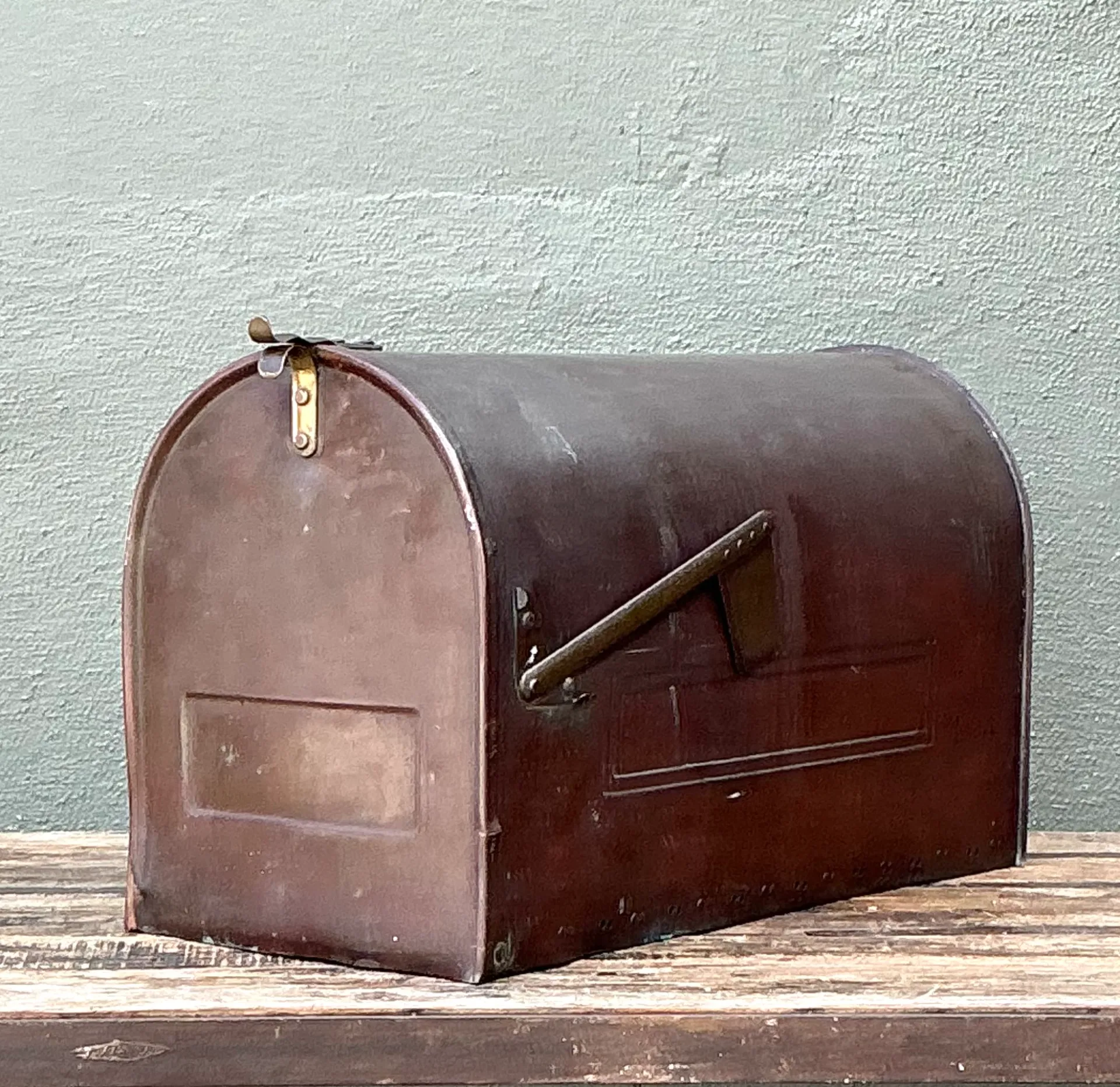 Vintage Monumental Copper Mailbox with Flag — additional photo 1