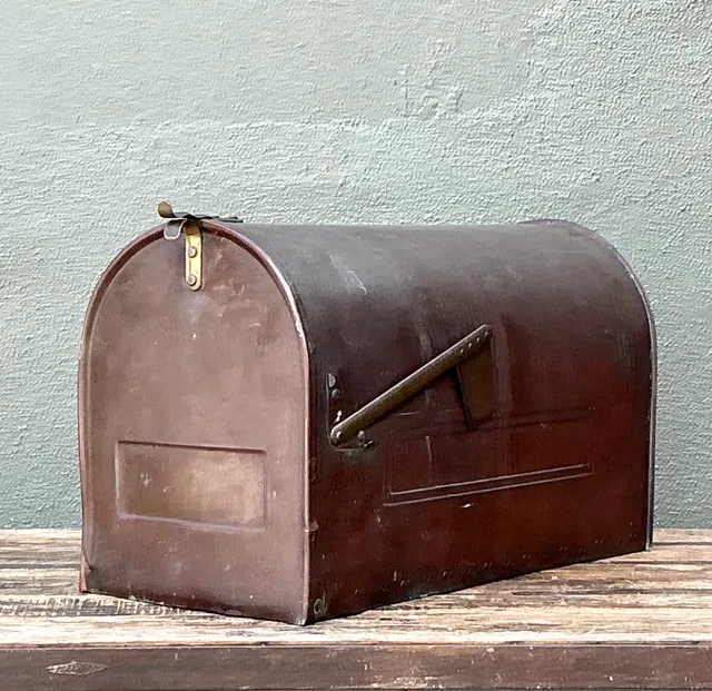 Vintage Monumental Copper Mailbox with Flag — additional photo 1