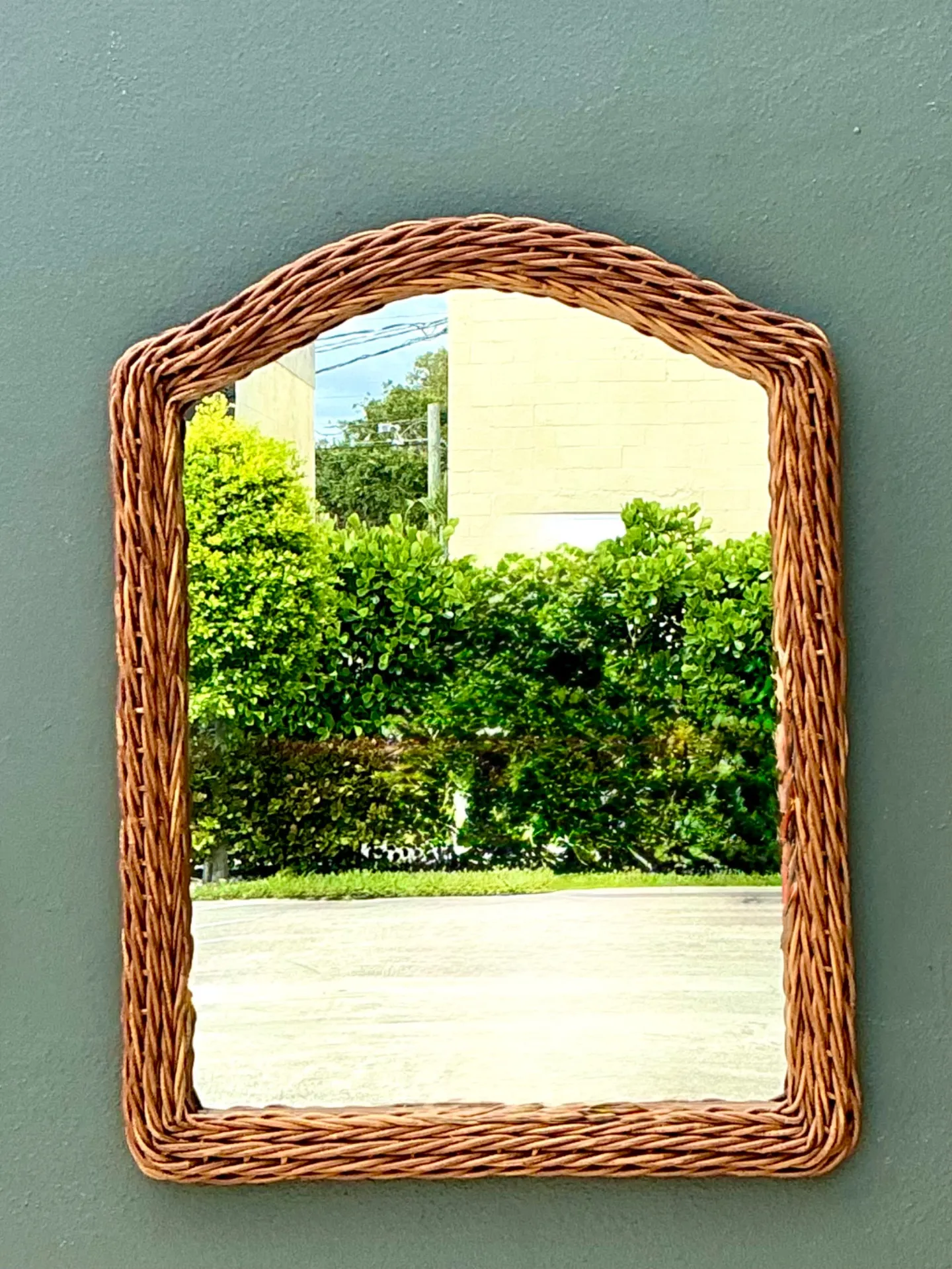 Vintage Arched Rattan Wall Mirror — additional photo 2