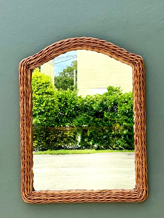 Vintage Arched Rattan Wall Mirror — additional photo 2
