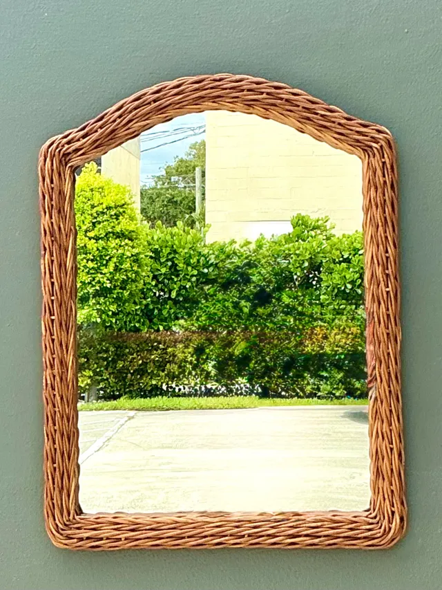 Vintage Arched Rattan Wall Mirror — additional photo 1