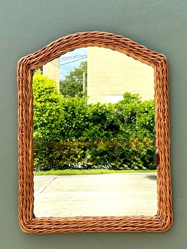 Vintage Arched Rattan Wall Mirror — additional photo 4