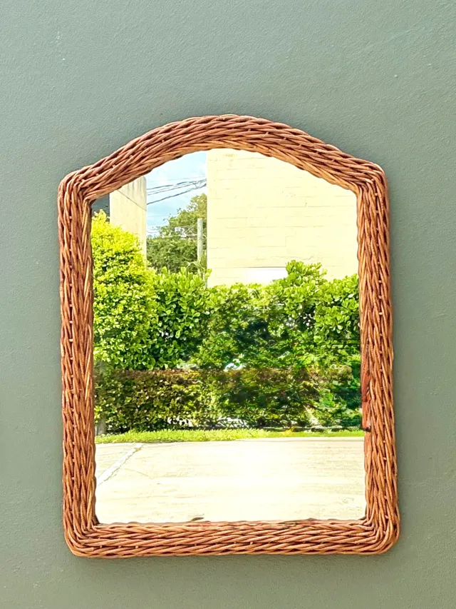 Vintage Arched Rattan Wall Mirror — additional photo 5