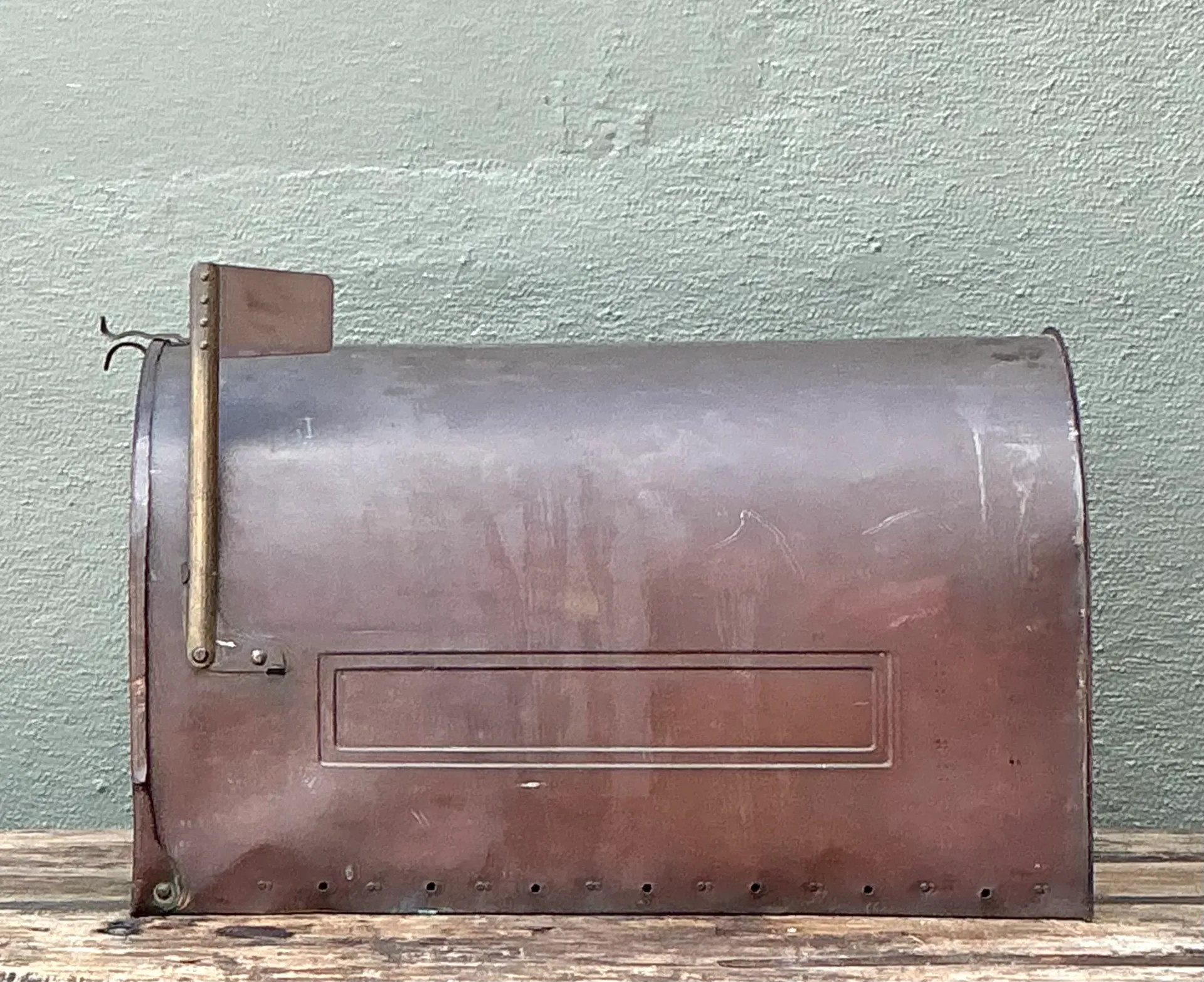 Vintage Monumental Copper Mailbox with Flag — additional photo 2