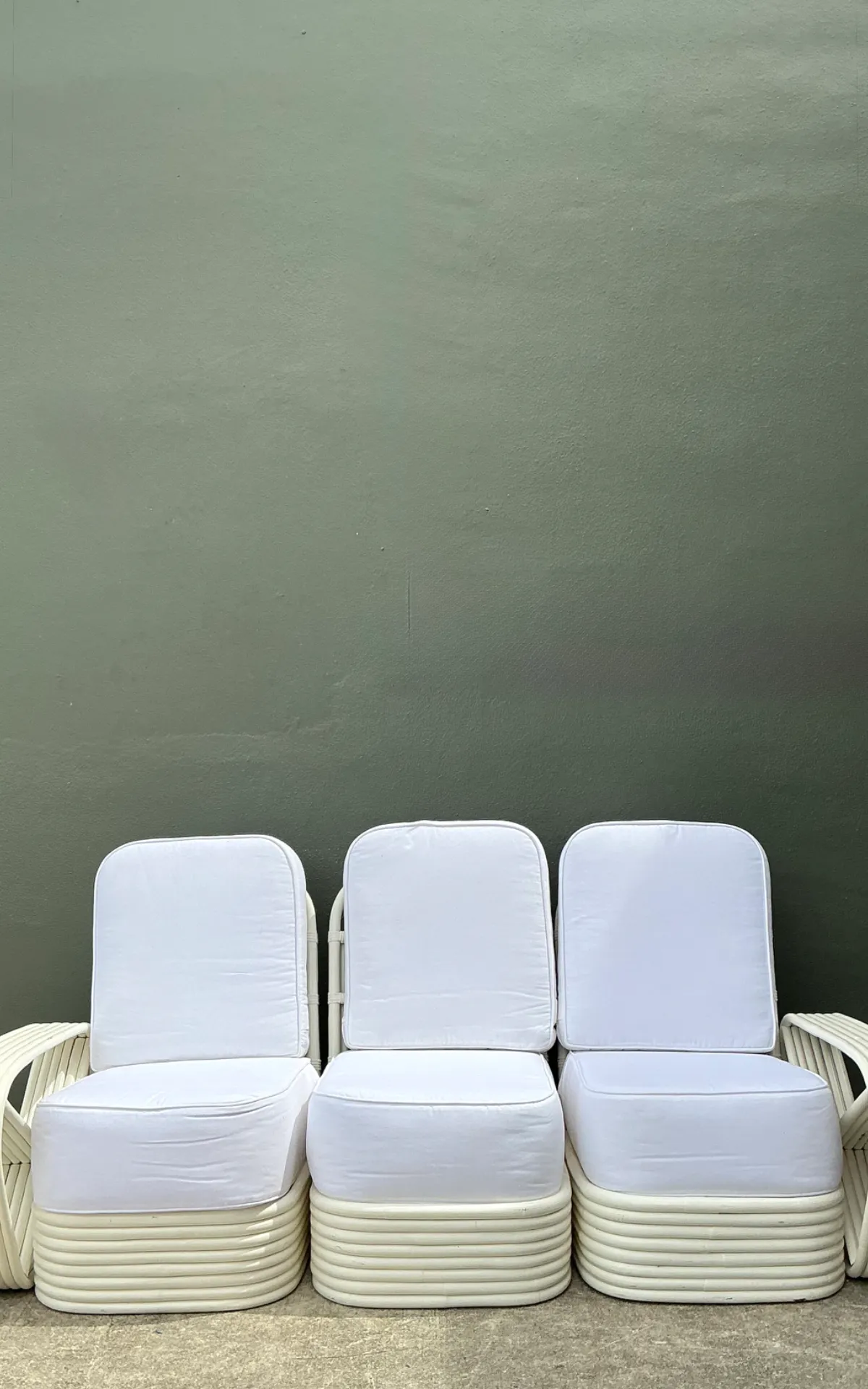 Vintage Paul Frankl Six Strand White Rattan Sofa — additional photo 6