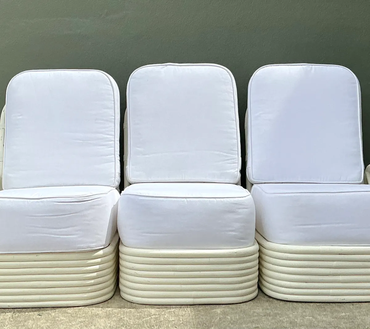 Vintage Paul Frankl Six Strand White Rattan Sofa — additional photo 8