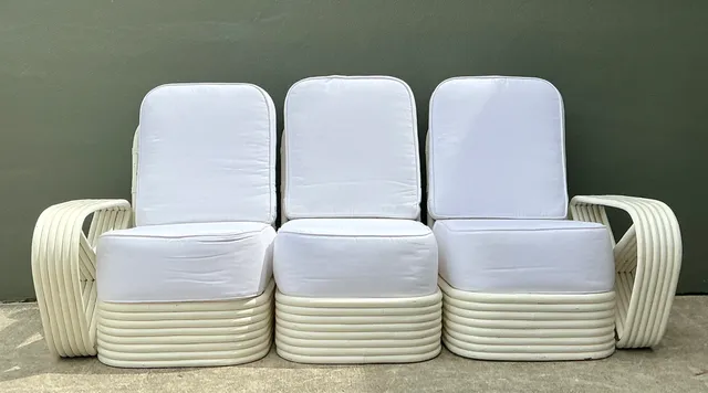 Vintage Paul Frankl Six Strand White Rattan Sofa — additional photo 8