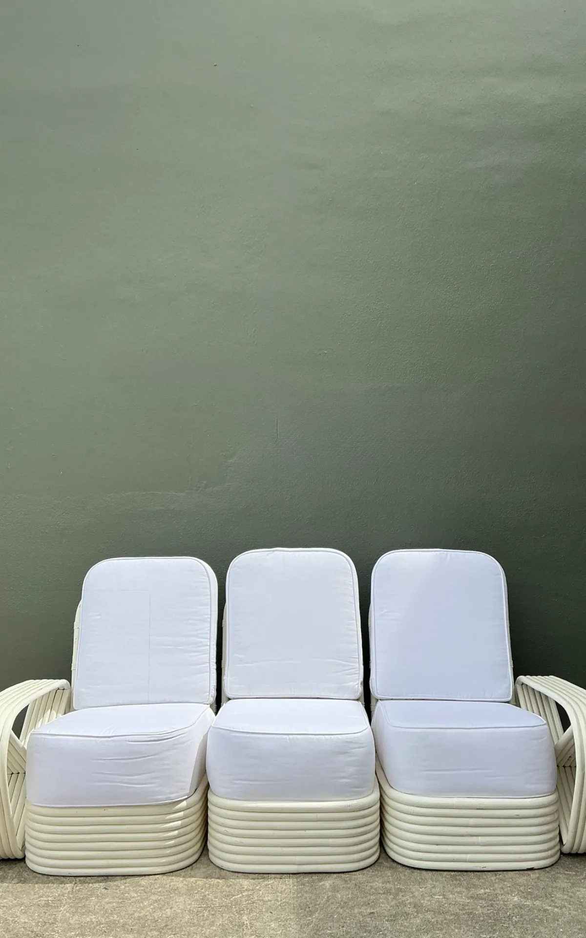 Vintage Paul Frankl Six Strand White Rattan Sofa — additional photo 7