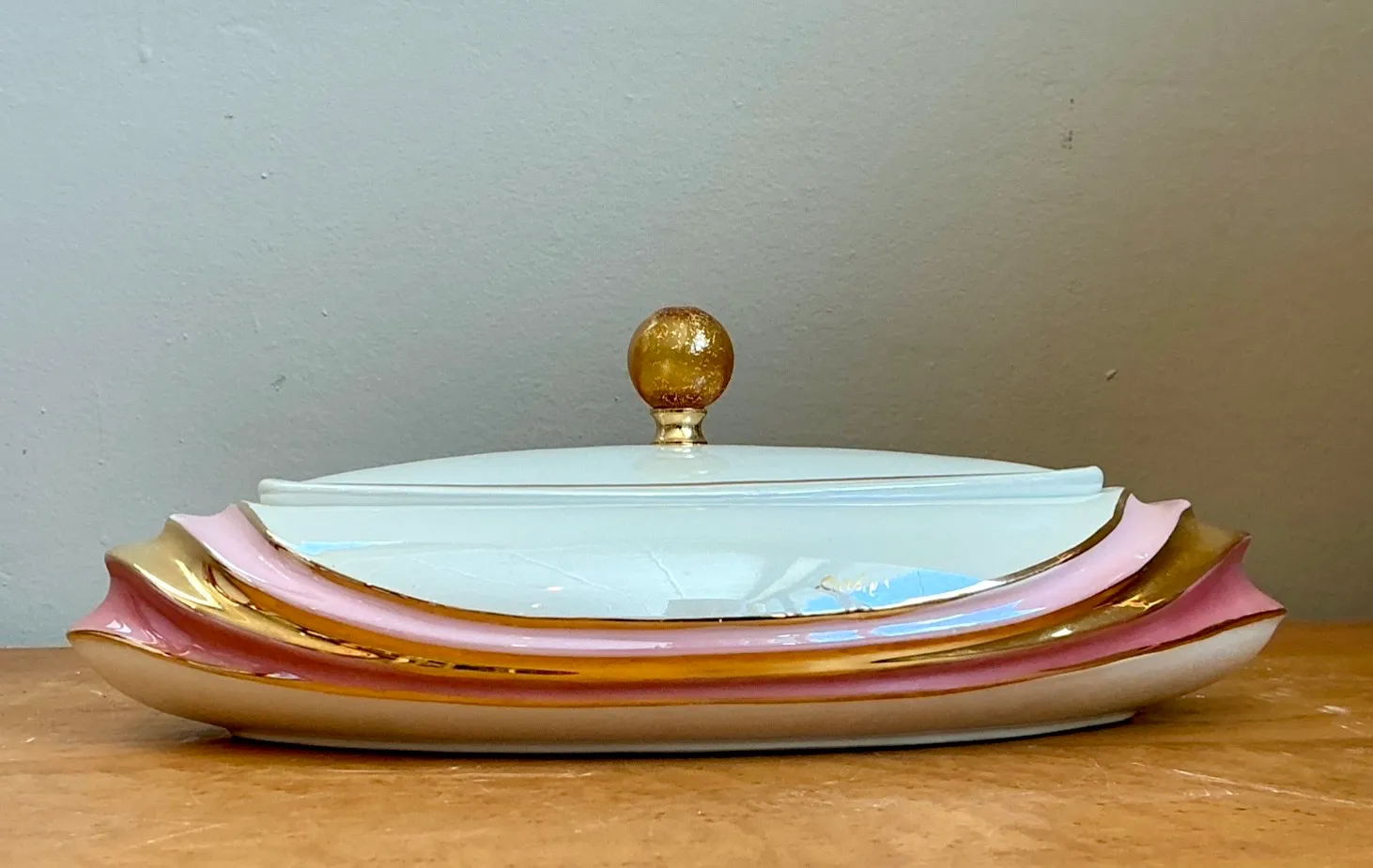 Vintage Italian Decorative Porcelain and Gold Plated Vanity Set — additional photo 2