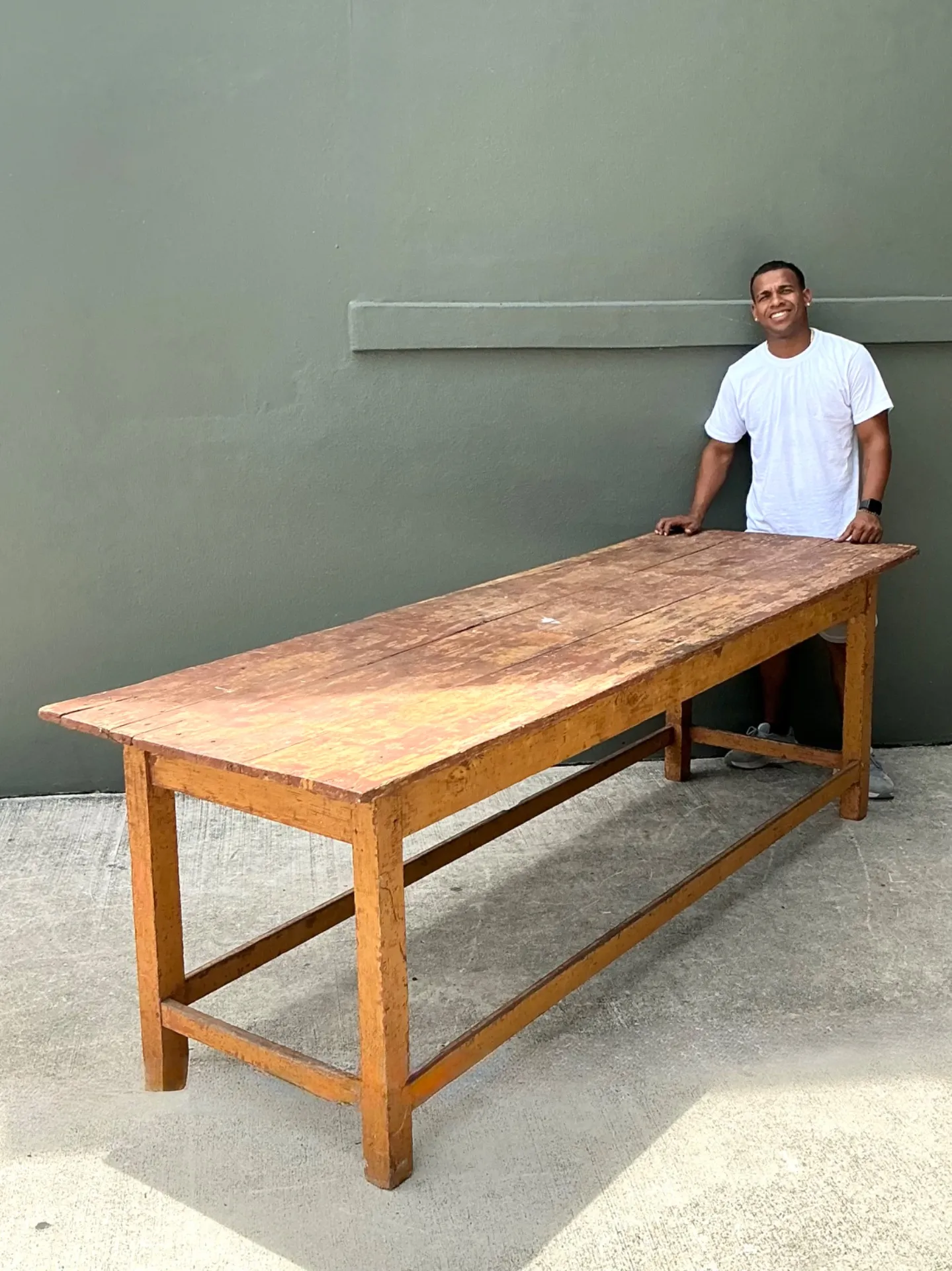 Vintage Belgian Monumental Rustic Wood Farm Table — additional photo 6
