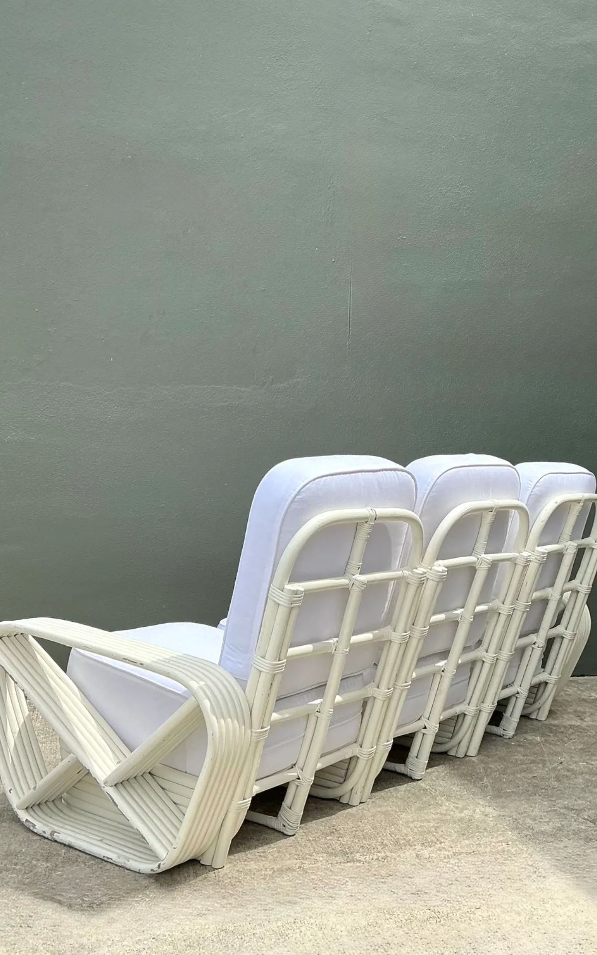 Vintage Paul Frankl Six Strand White Rattan Sofa — additional photo 3