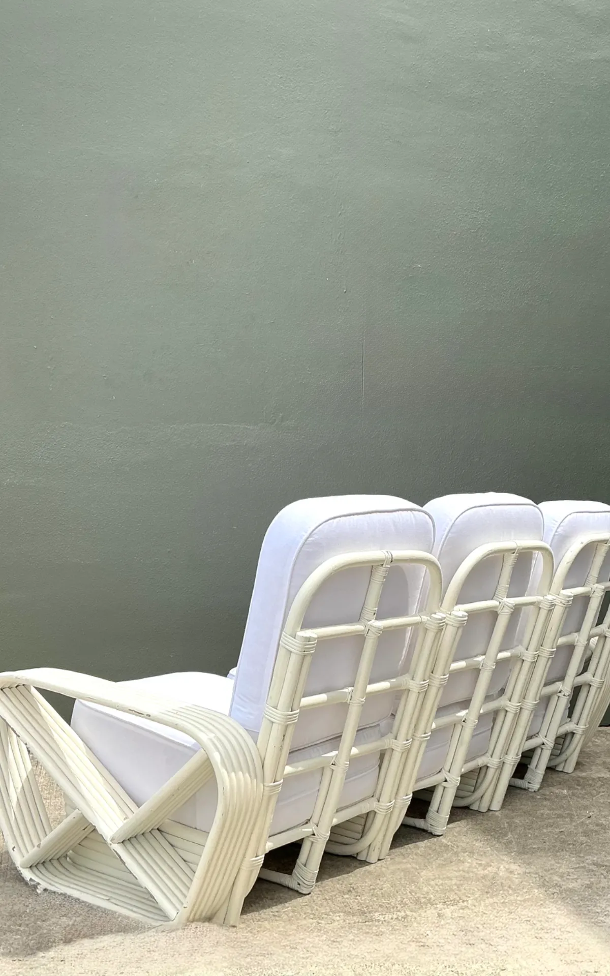 Vintage Paul Frankl Six Strand White Rattan Sofa — additional photo 4
