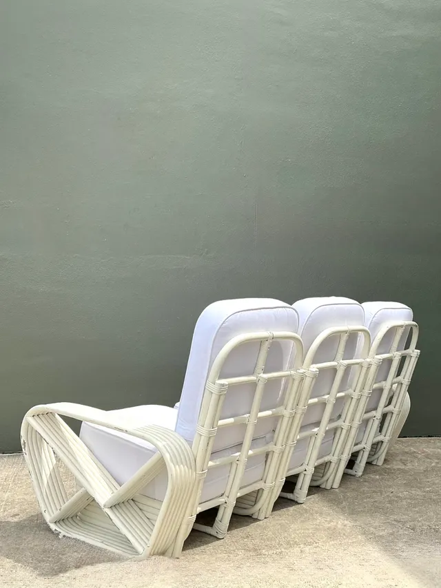 Vintage Paul Frankl Six Strand White Rattan Sofa — additional photo 4