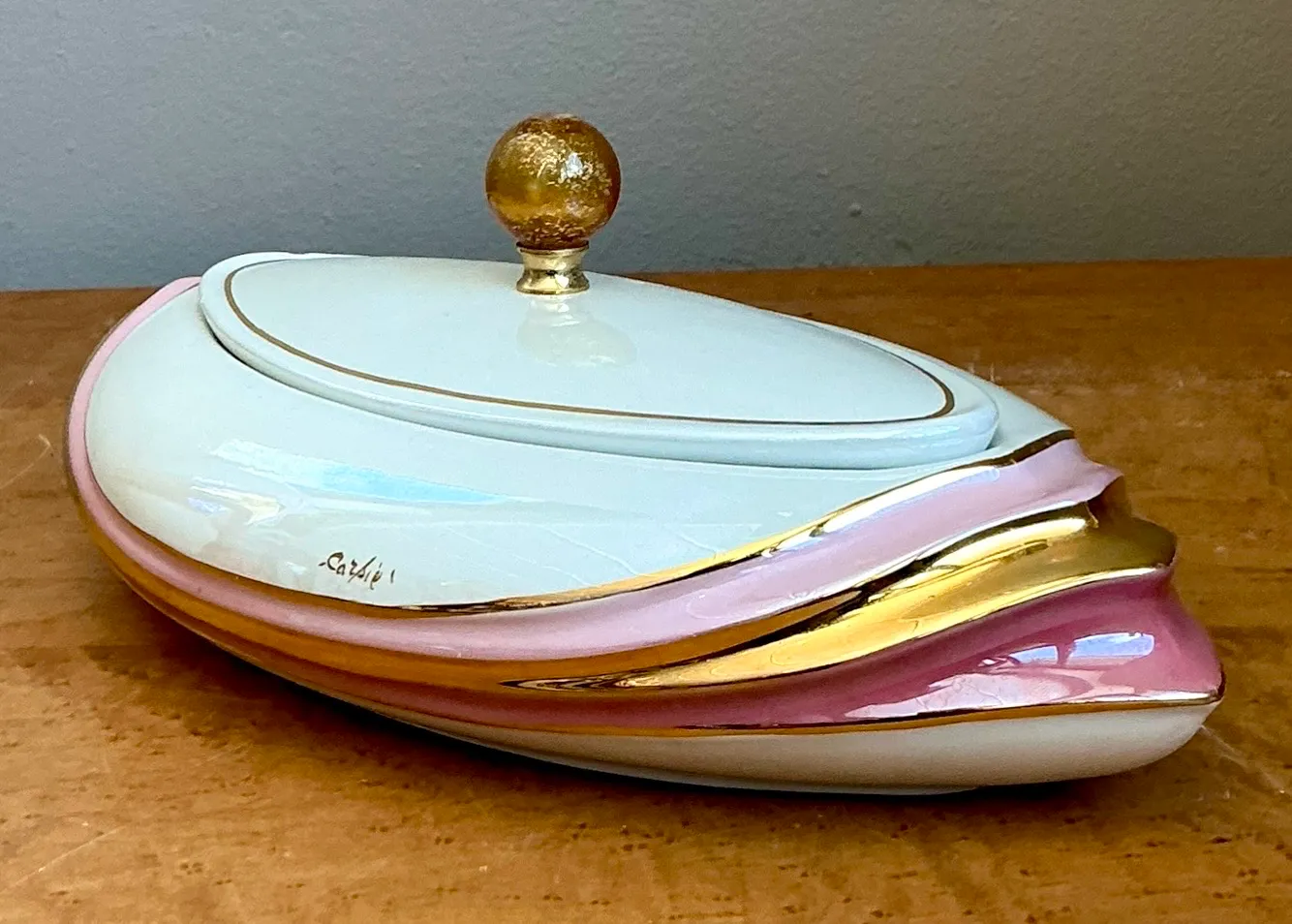 Vintage Italian Decorative Porcelain and Gold Plated Vanity Set — additional photo 6