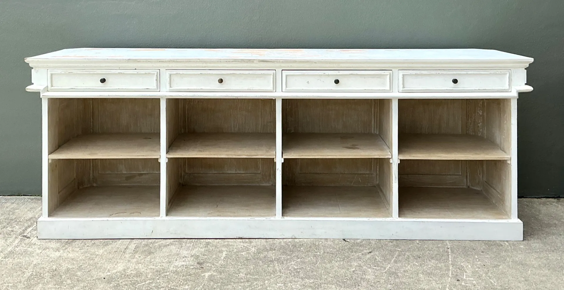 Vintage Architectural Distressed Wood Display Counter — additional photo 1