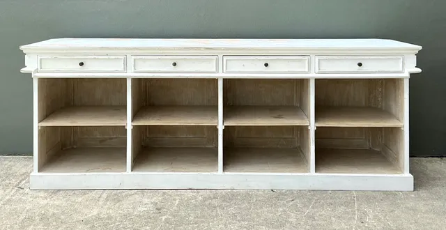 Vintage Architectural Distressed Wood Display Counter — additional photo 1