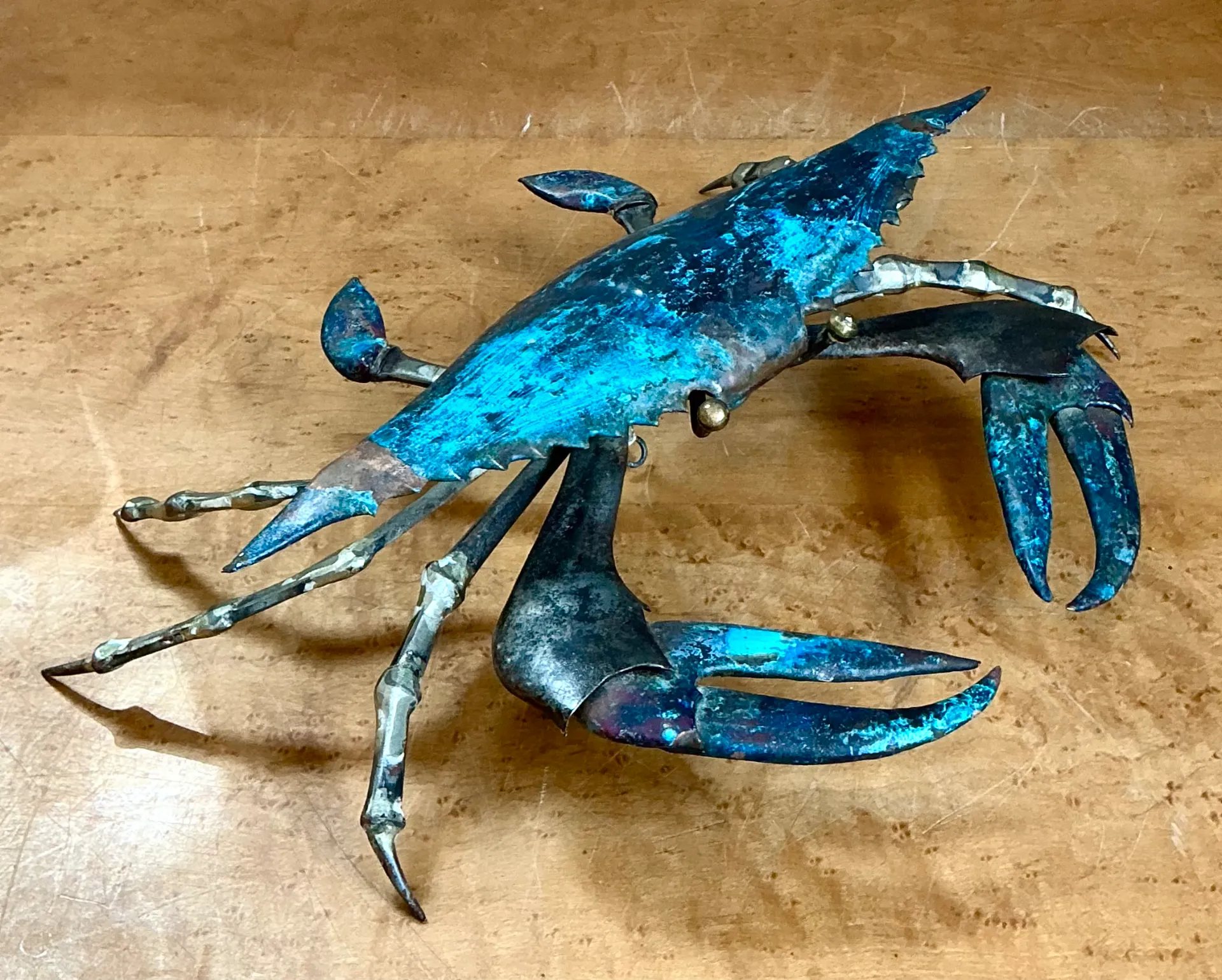 Vintage Patinated Metal Crab Figure — additional photo 1