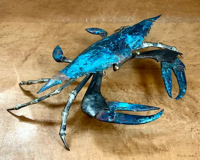 Vintage Patinated Metal Crab Figure — additional photo 1