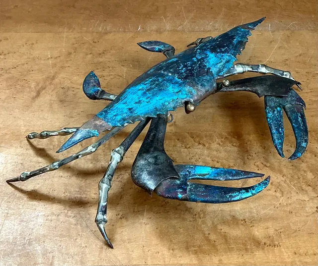 Vintage Patinated Metal Crab Figure — additional photo 3