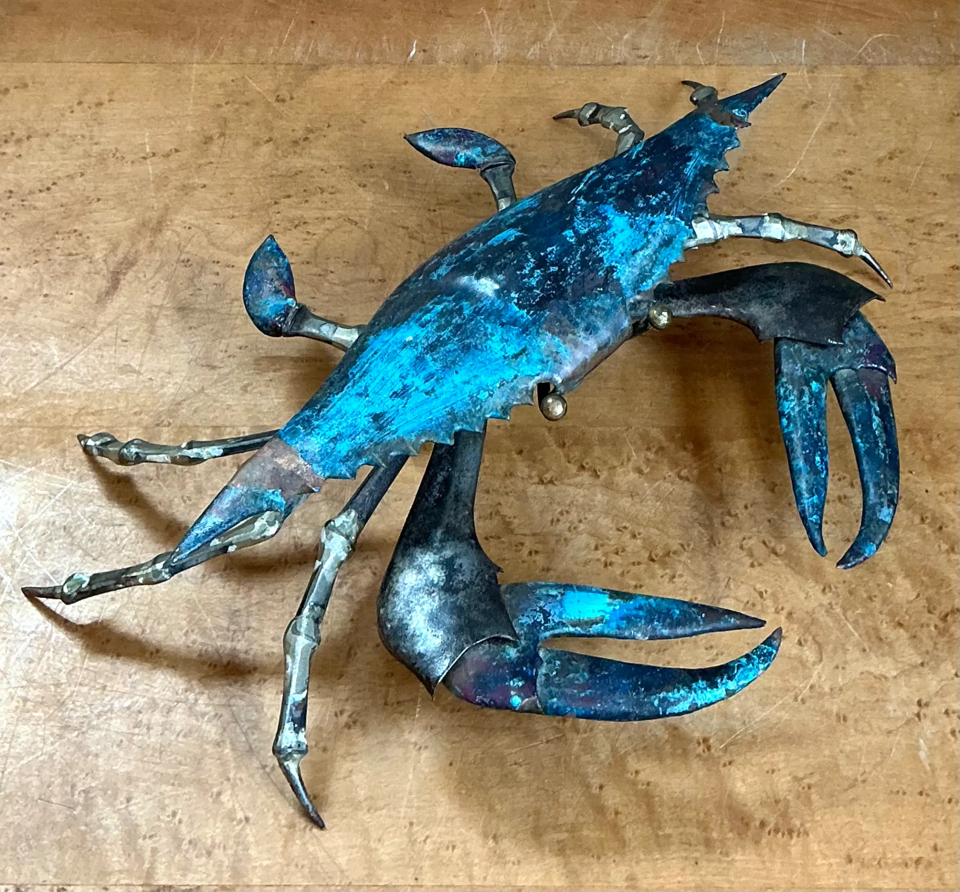 Vintage Patinated Metal Crab Figure — additional photo 5