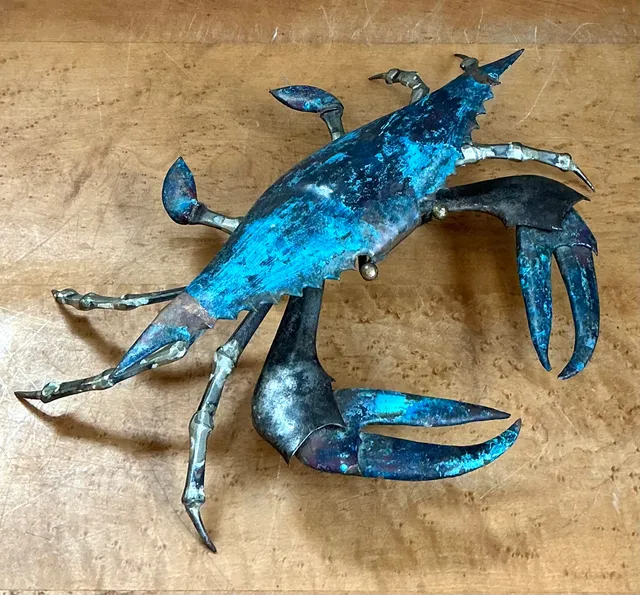 Vintage Patinated Metal Crab Figure — additional photo 5