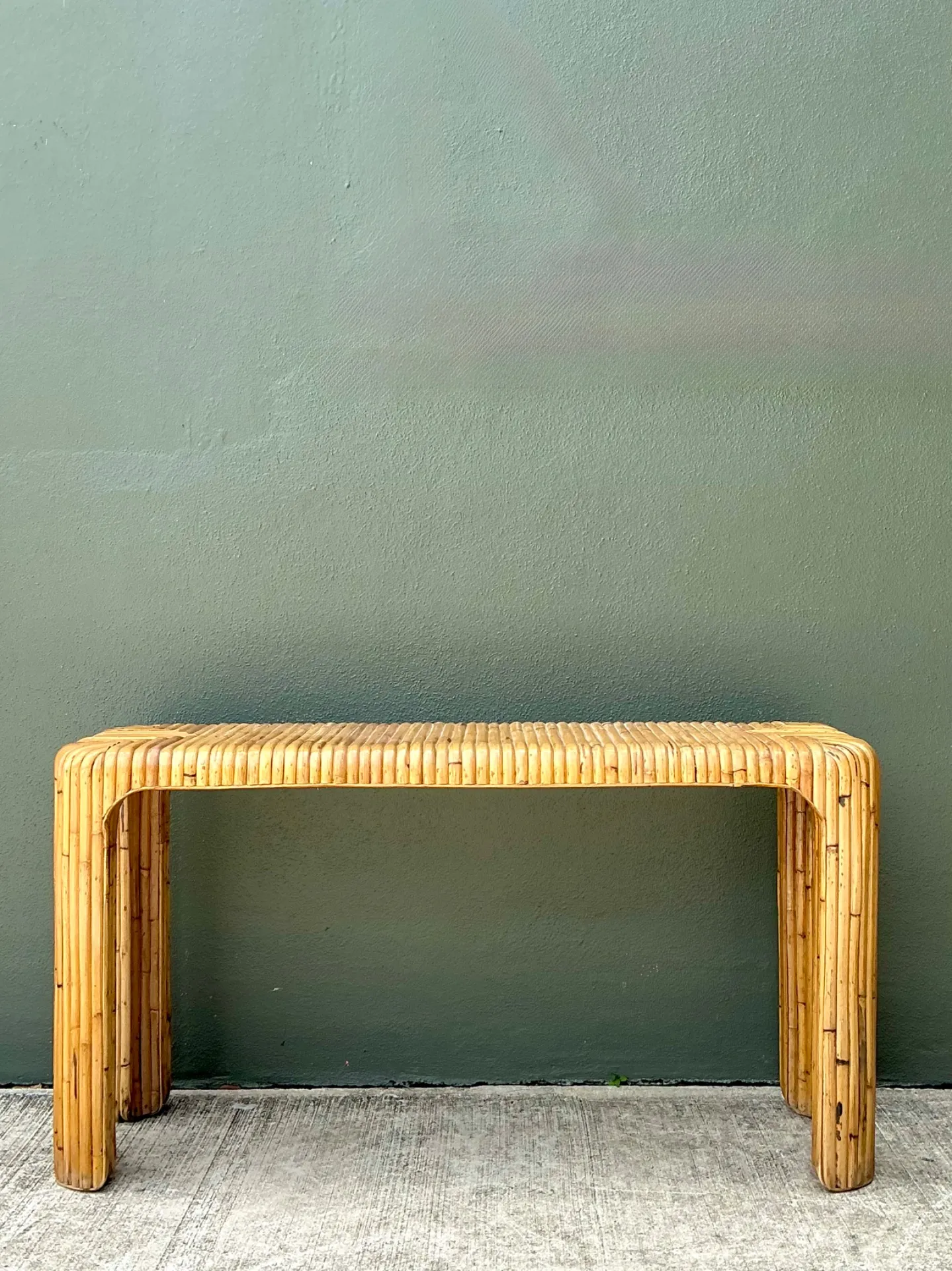 Vintage Rattan Waterfall Console Table — additional photo 3