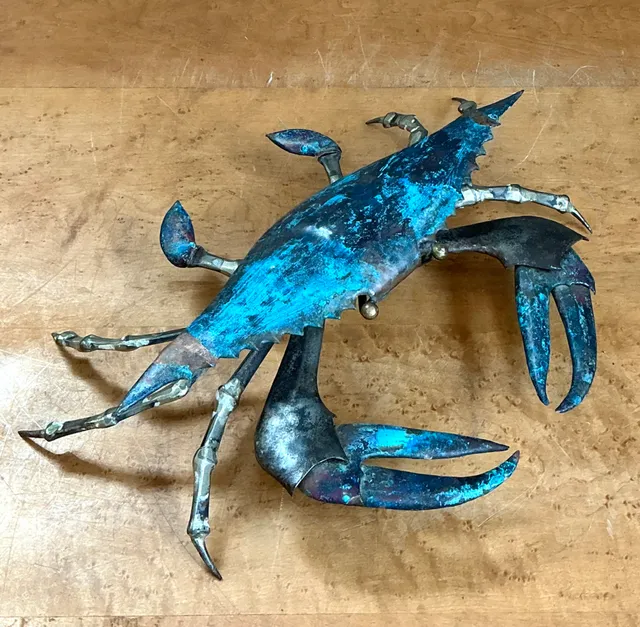 Vintage Patinated Metal Crab Figure — additional photo 8