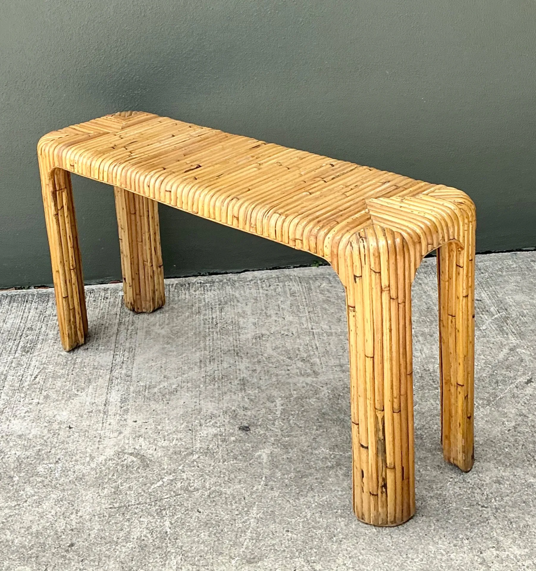 Vintage Rattan Waterfall Console Table — additional photo 4