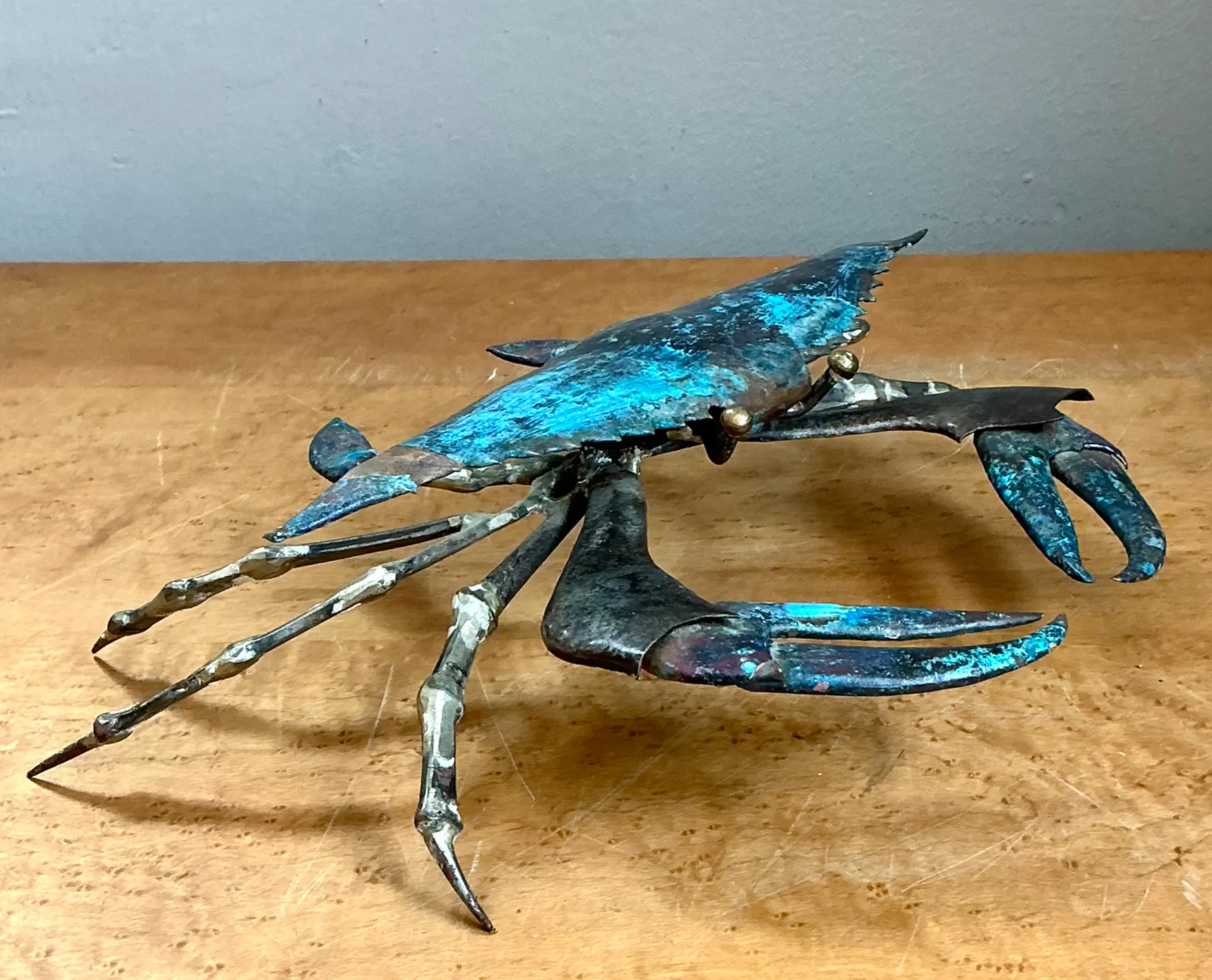 Vintage Patinated Metal Crab Figure — additional photo 2