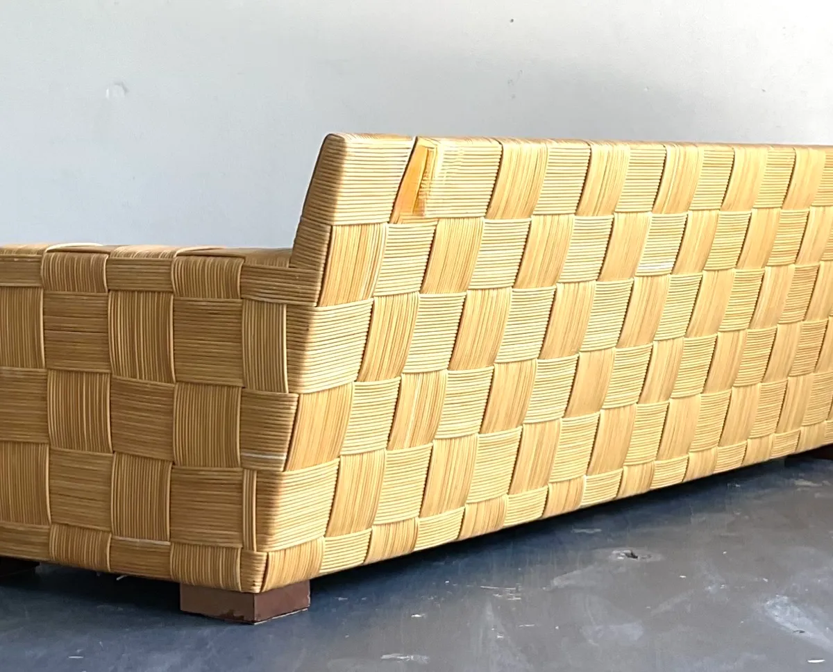 Vintage Donghia “Block Island” Woven Rattan Sofa