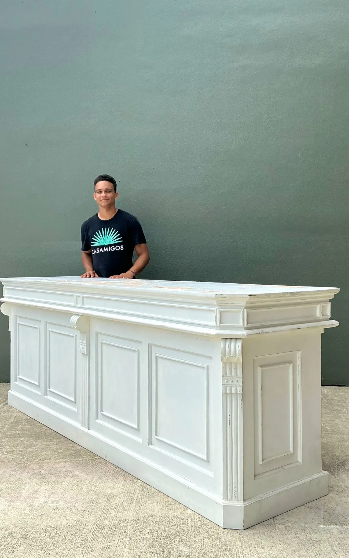 Vintage Architectural Distressed Wood Display Counter — additional photo 2