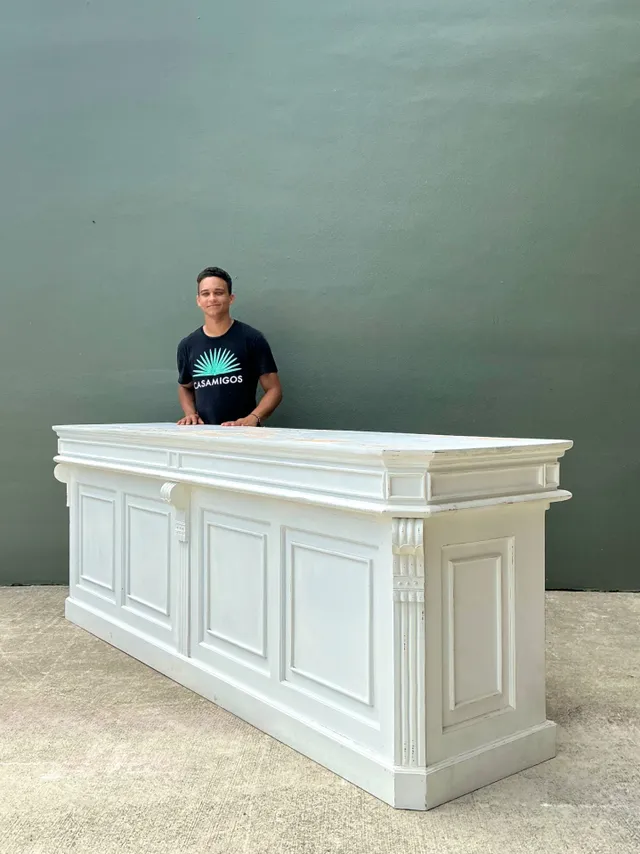 Vintage Architectural Distressed Wood Display Counter — additional photo 2
