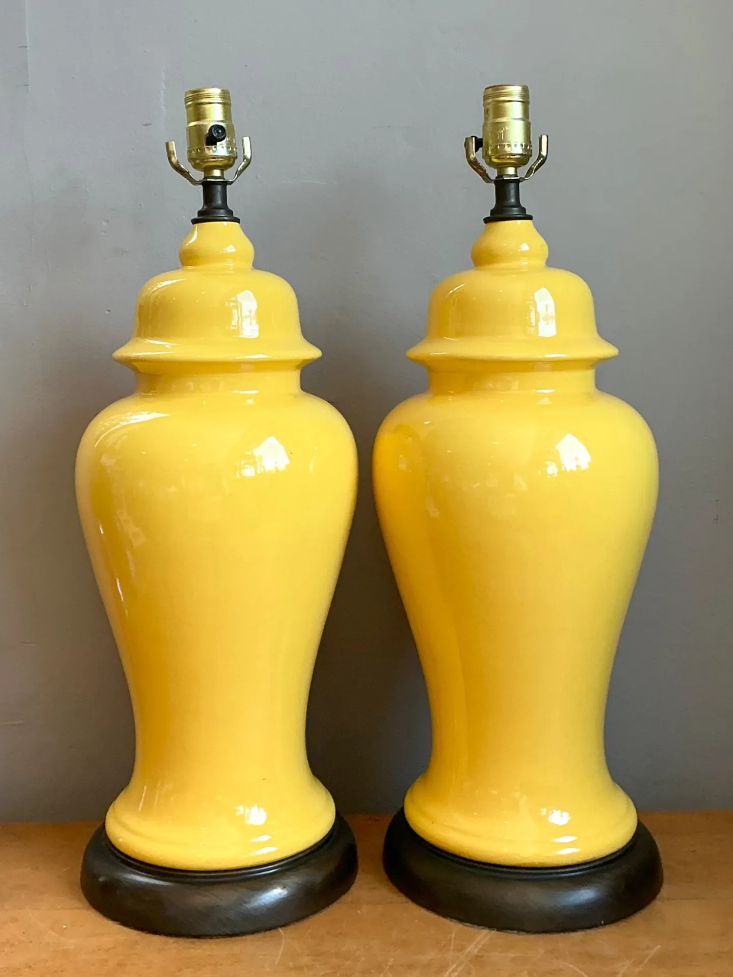 Vintage Glazed Ceramic Ginger Jar Lamps - Set of 2 — additional photo 1