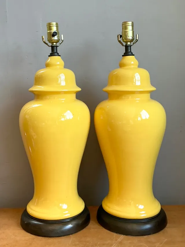 Vintage Glazed Ceramic Ginger Jar Lamps - Set of 2 — additional photo 1