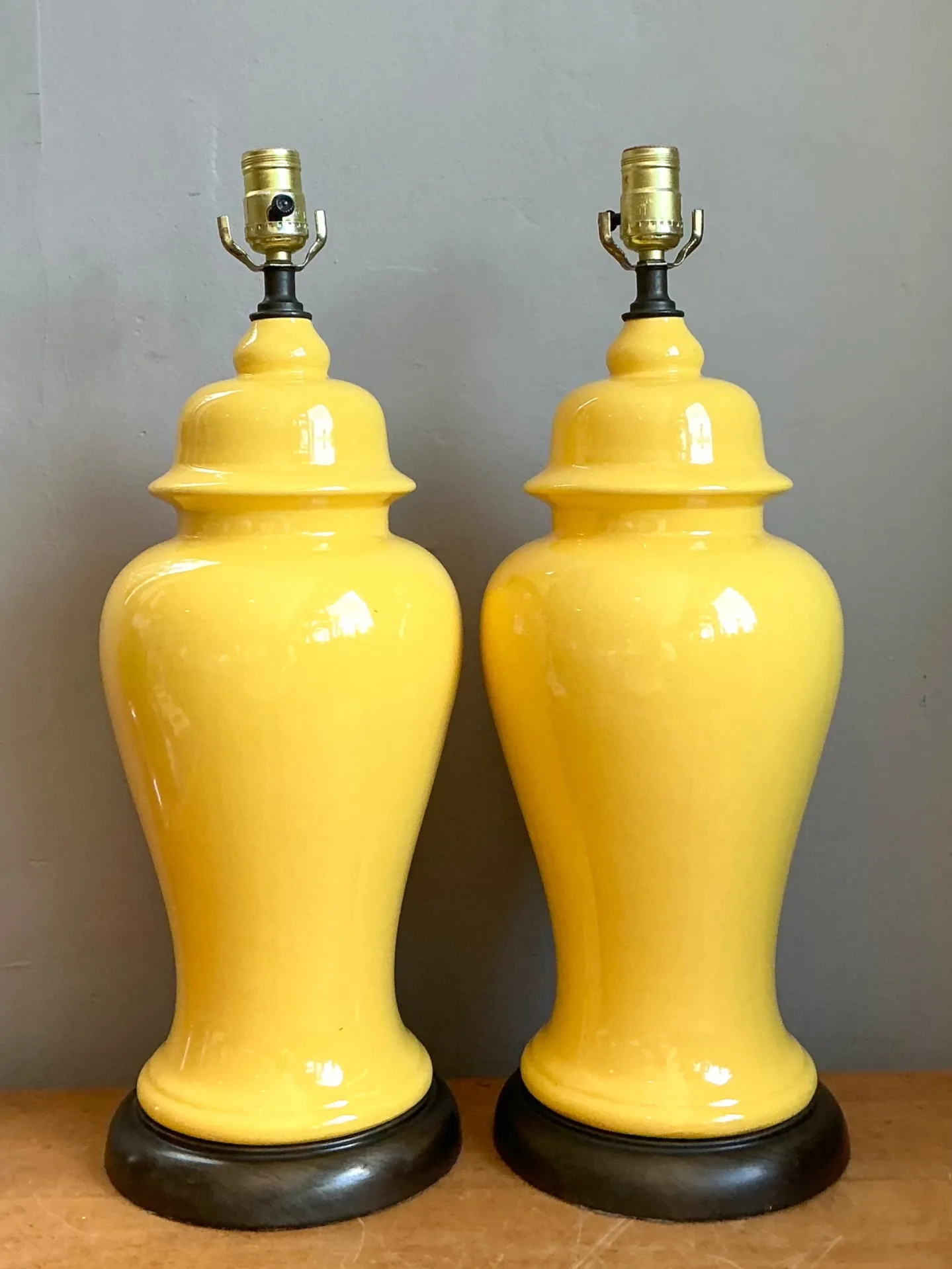 Vintage Glazed Ceramic Ginger Jar Lamps - Set of 2 — additional photo 5