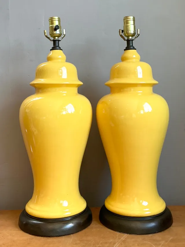 Vintage Glazed Ceramic Ginger Jar Lamps - Set of 2 — additional photo 8
