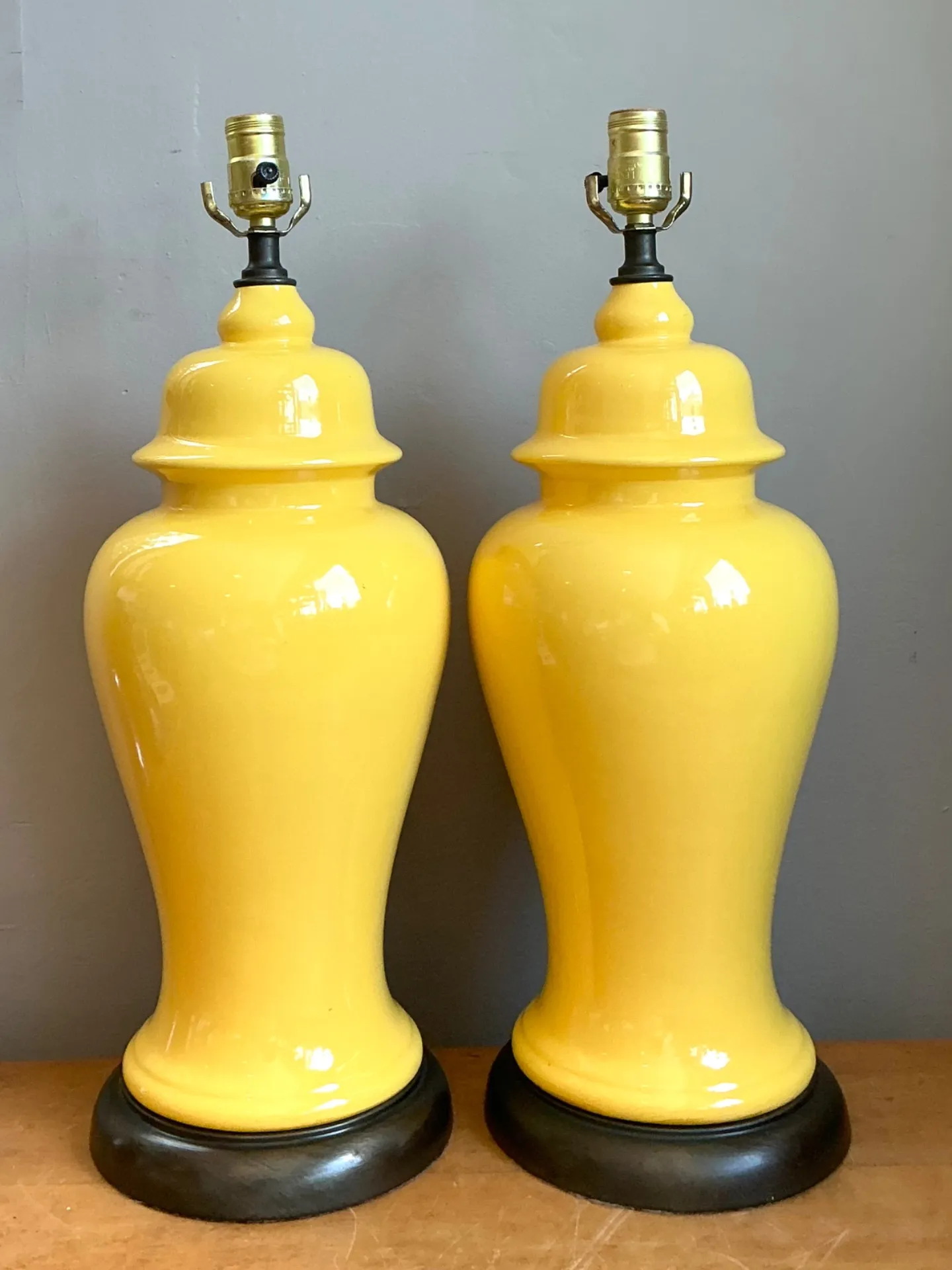 Vintage Glazed Ceramic Ginger Jar Lamps - Set of 2 — additional photo 2
