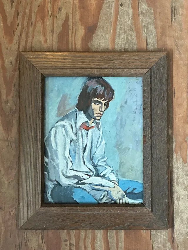 Vintage 1970s Oil Painting of Seated Man — additional photo 6