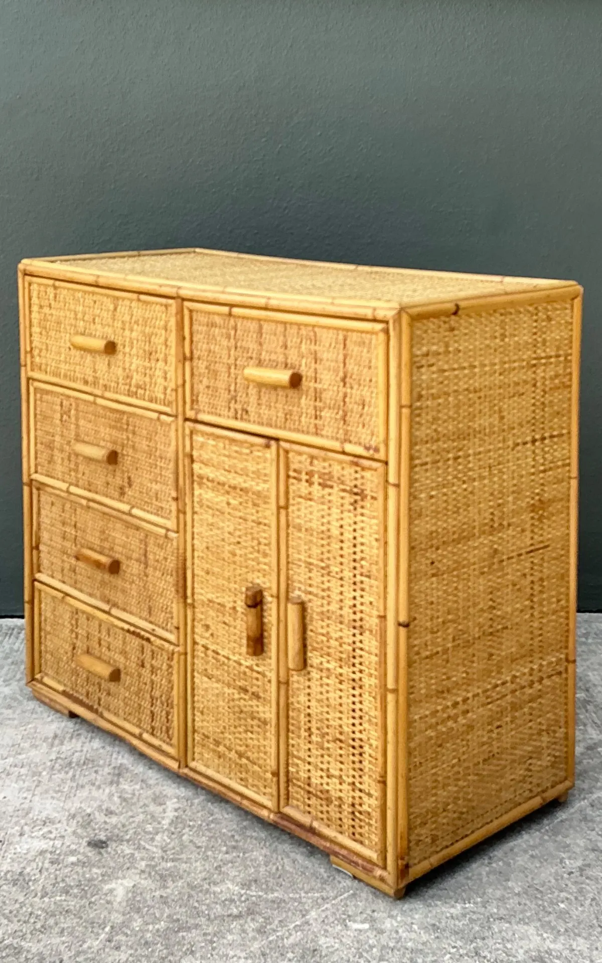 Vintage Woven Rattan and Wood Sideboard — additional photo 8