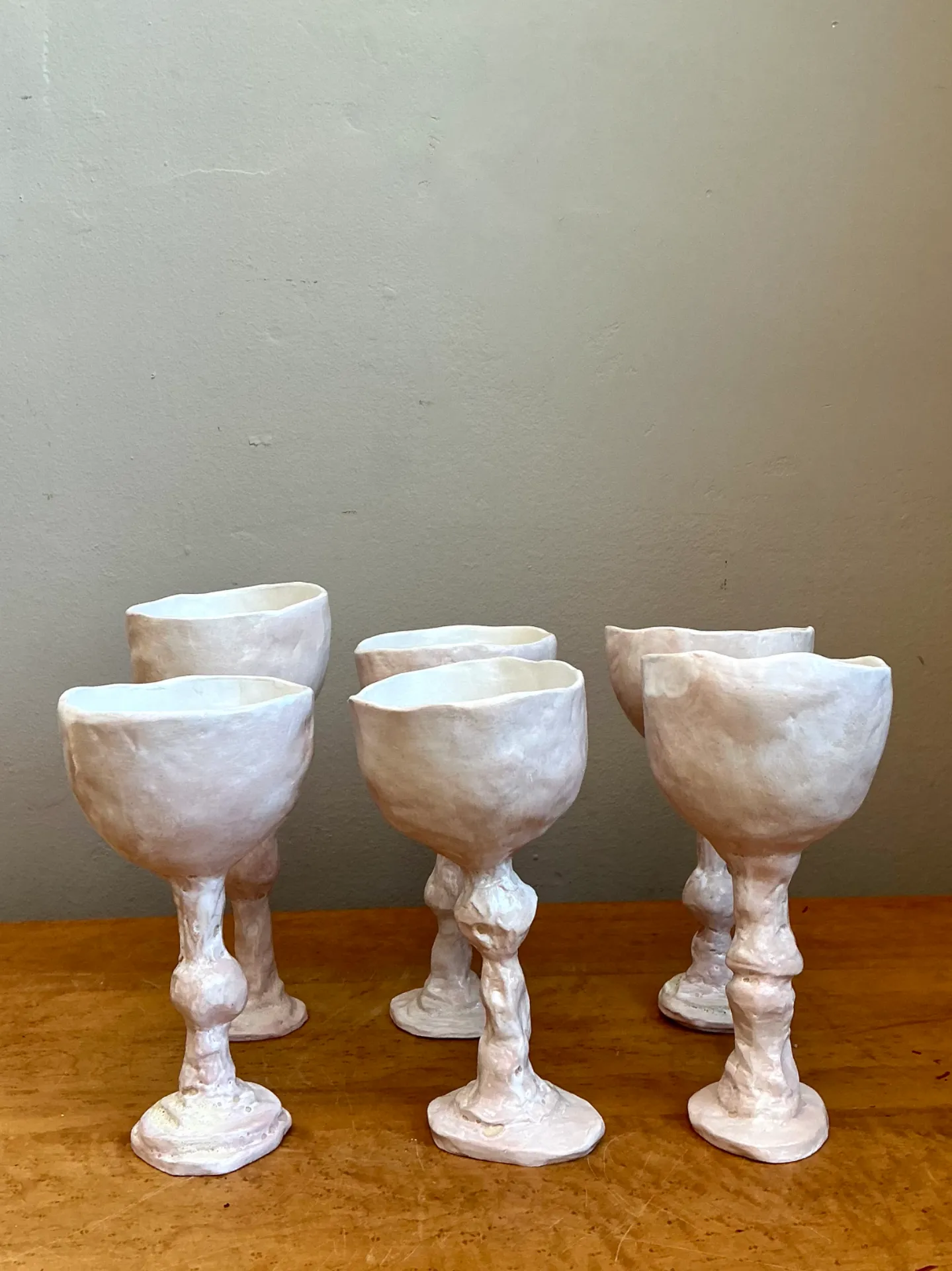 Vintage Handmade Sculptural Ceramic Goblets - Set — additional photo 1