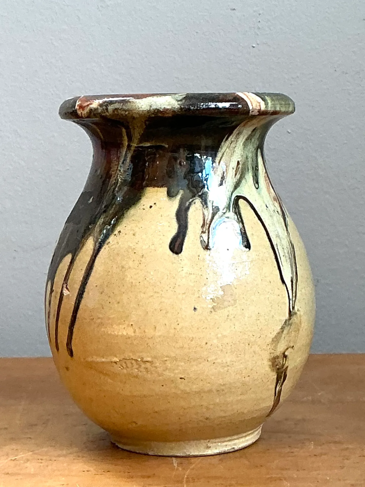 Vintage Stoneware Vase with Drip Glaze — additional photo 7