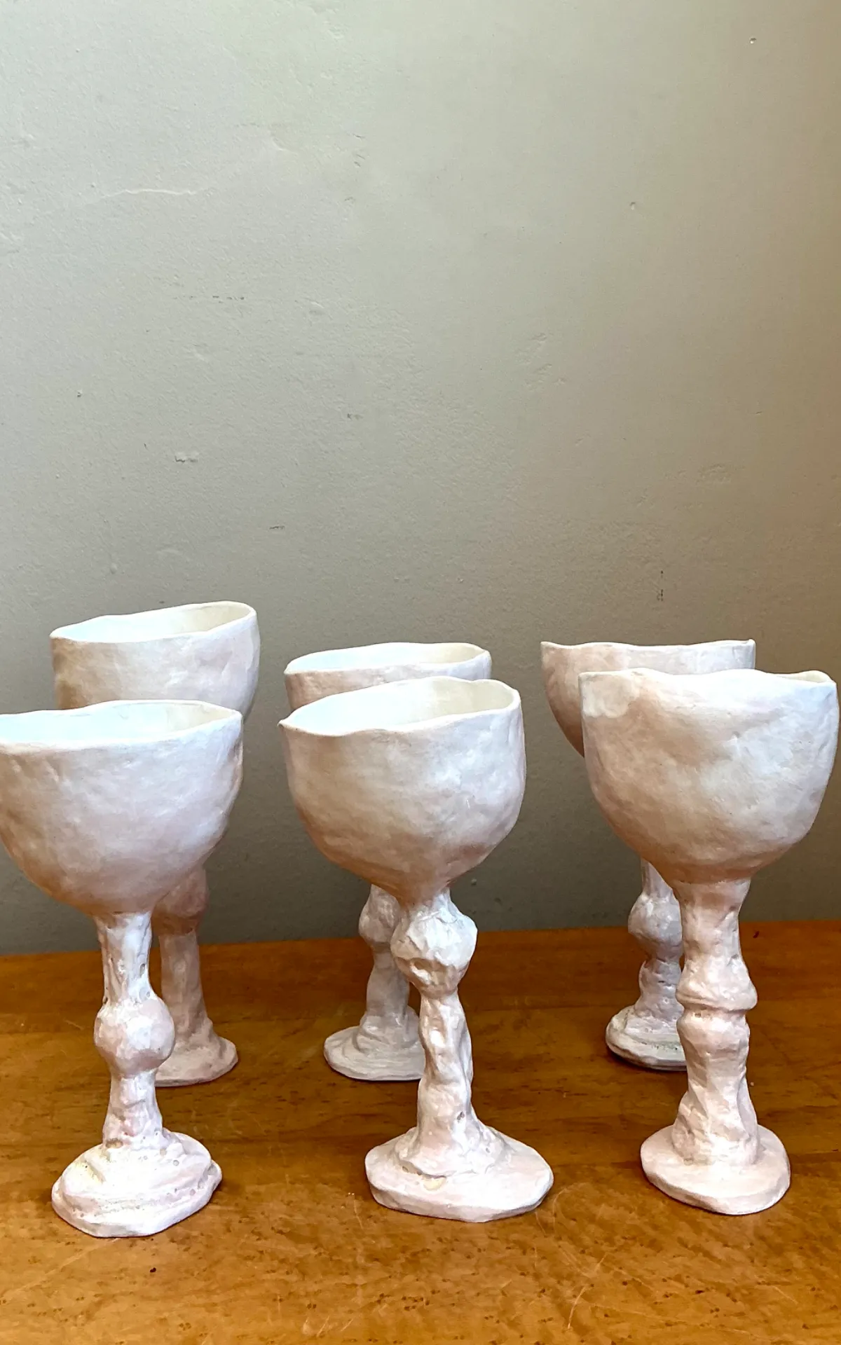 Vintage Handmade Sculptural Ceramic Goblets - Set — additional photo 4