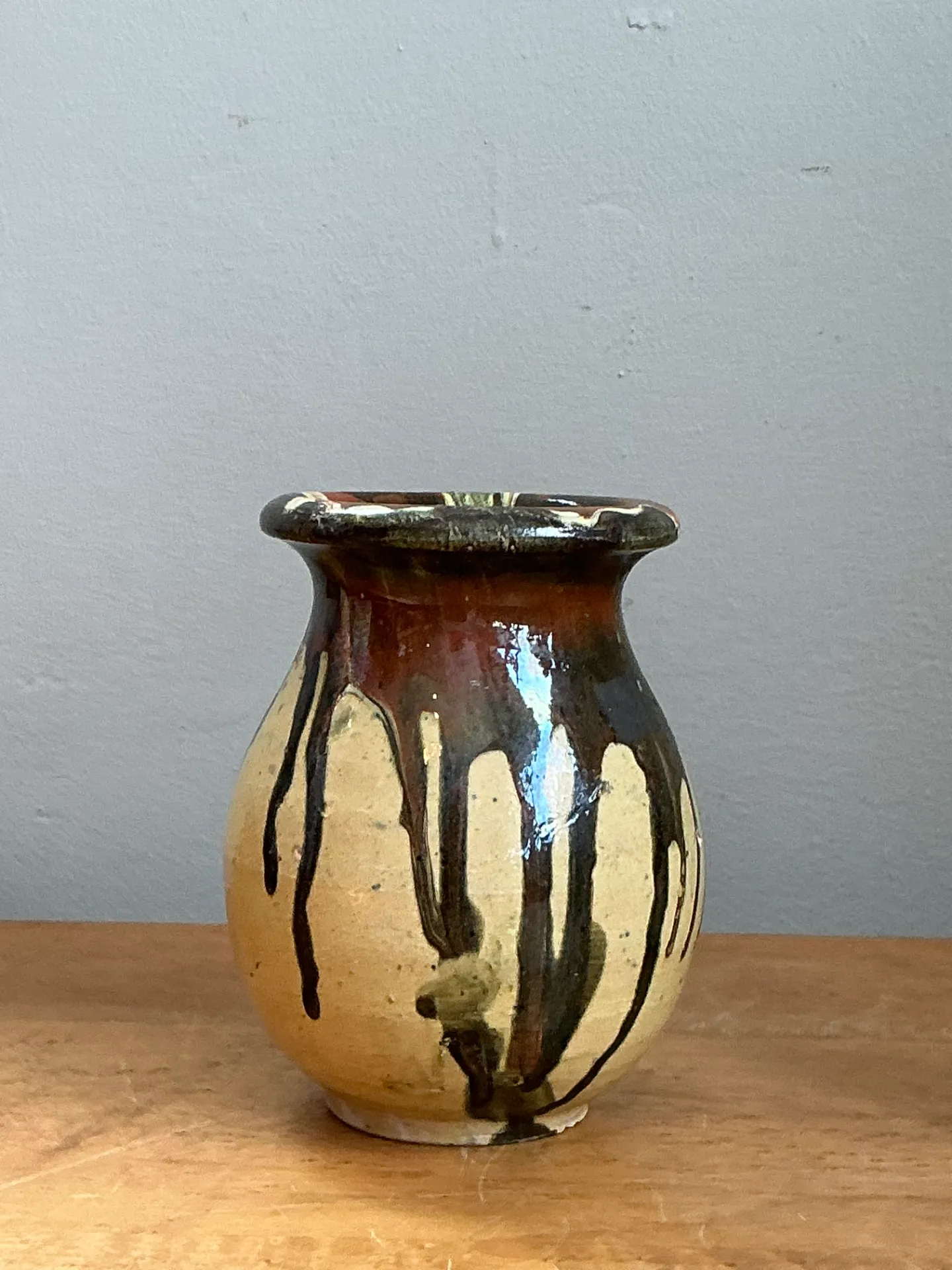 Vintage Stoneware Vase with Drip Glaze — additional photo 4