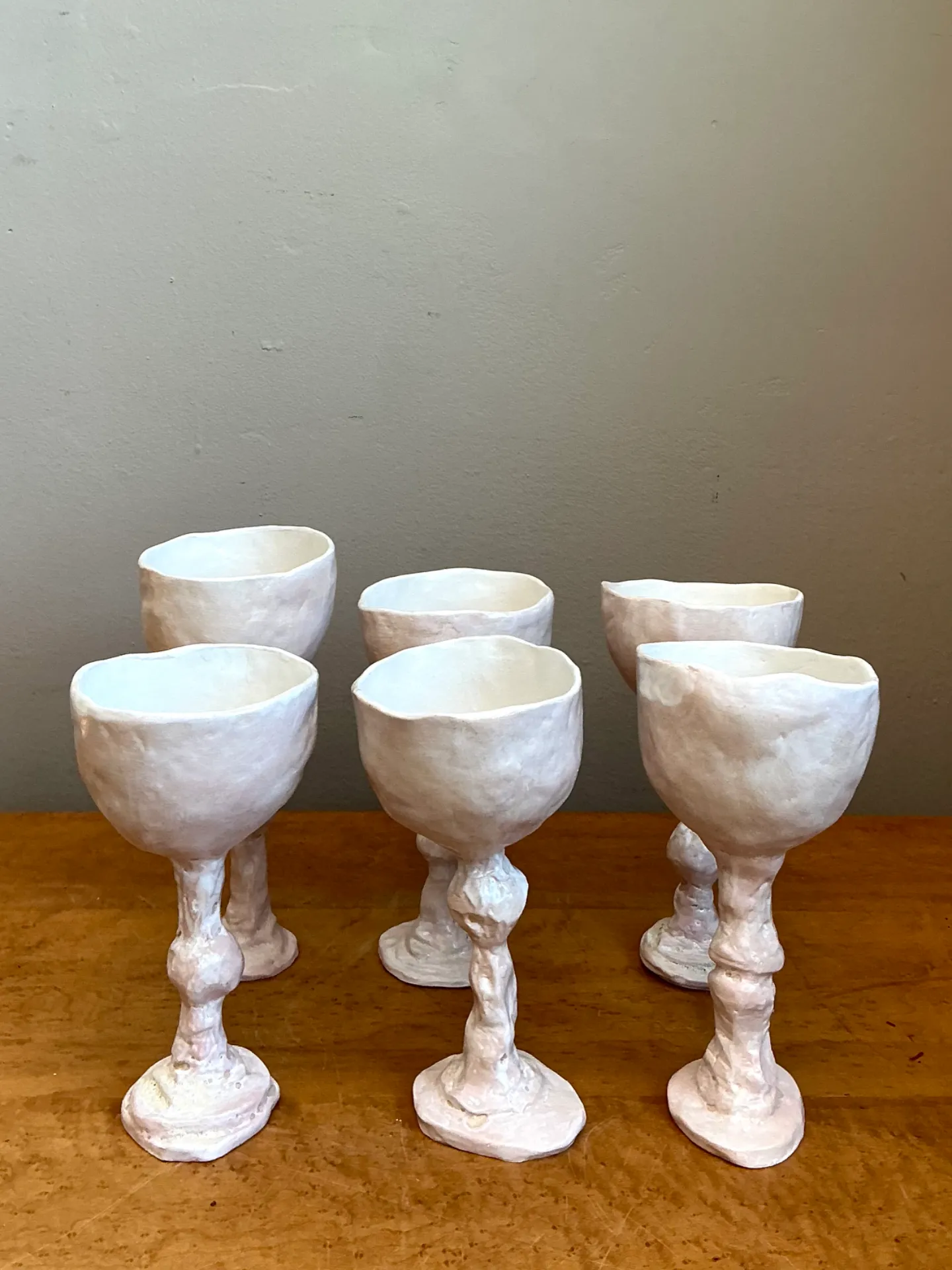 Vintage Handmade Sculptural Ceramic Goblets - Set — additional photo 7